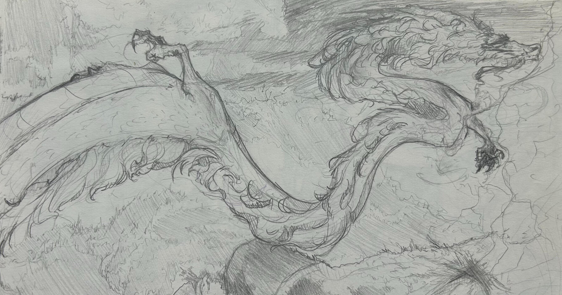 Dragon Traveling Through Valley