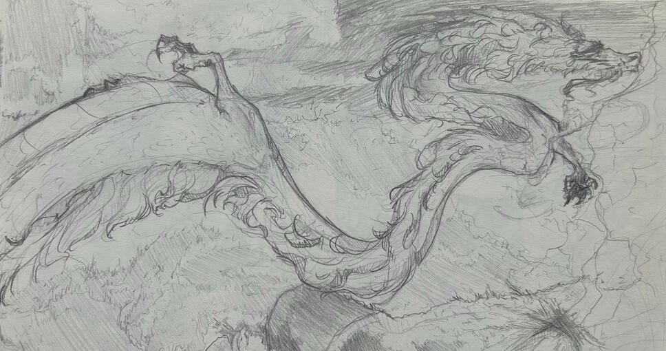 Dragon Traveling Through Valley Dragon Traveling Through Valley